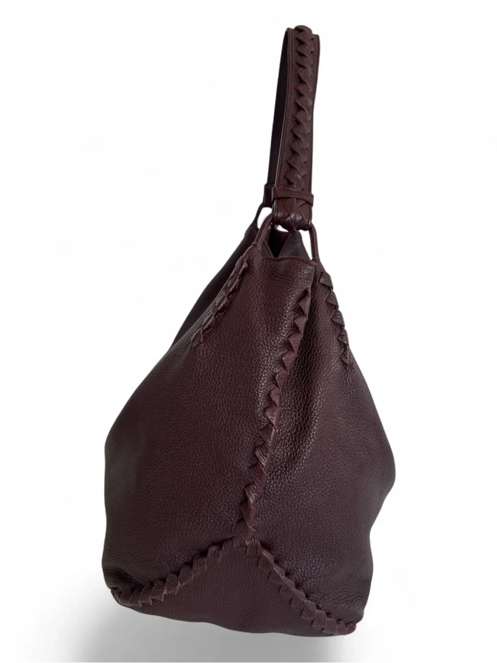 Bottega Veneta Intrecciato Cervo Leather Hobo Shoulder Bag - Burgundy